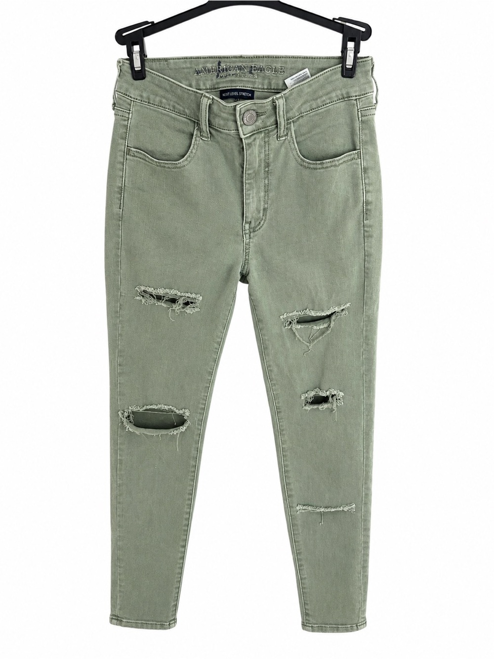 American Eagle Outfitters Distressed High-Rise Skinny Jeans - Sage